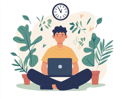 a picture featuring a digital well-being habit. the puzzle must include the phrase - Take a break every 20-30 minutes to refresh your body and mind!