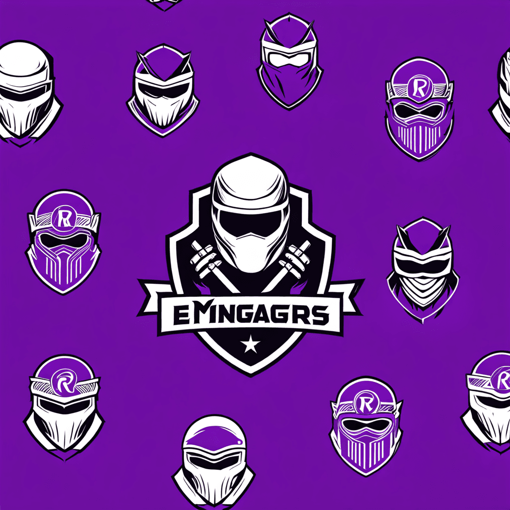 Customizable esports shirt in purple with a unique design for the Ragers e-Sports team with ninjas.