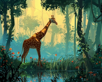 girafa na floresta