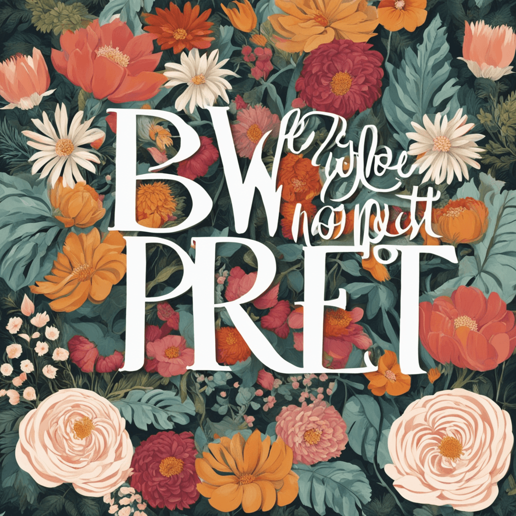 Puzzle of the sentence " Be Whole, Not Perfect"  written in big letters, let the text appear clearly and big  with background floral design, 