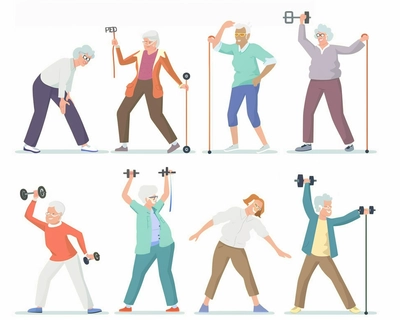 I want a puzzle that shows different exercises for seniors including bands, weights, balance , stretching, cooridination, flexibility.