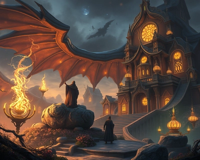 a magical fantasy scene, highly detailed, rich textures, intricate details