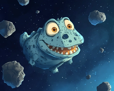 anything related to. space as cartoon
animals as asteroid