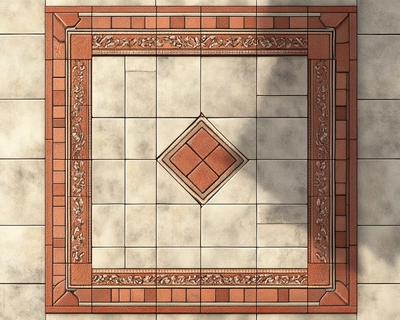 please generate a birdseye view of a flat, rectangular jigsaw puzzle that humans traditionally put together. please have it have 6 tiles which are unusually shaped with each tile being unique and different to the other tiles