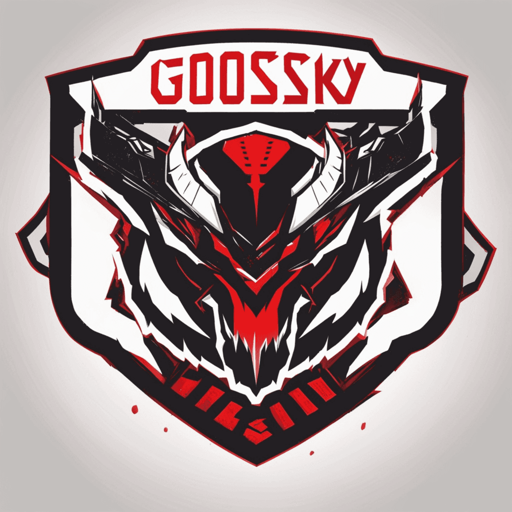 a picture of a logo for the company Goosky  based on black and red color with the Esport team logo style 
