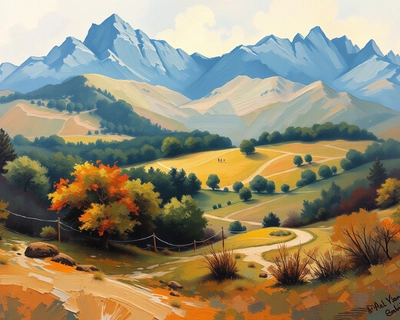 a beautiful landscape scene, oil painting style, rich thick brushstrokes, classical fine art, museum quality oil on canvas, highly detailed, rich textures, intricate details