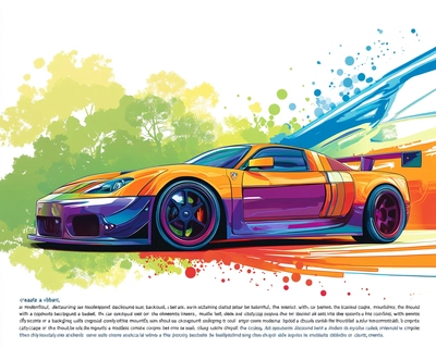 Prompt: "Create a vibrant, detailed car puzzle featuring a modern sports car in a scenic background. The car should be sleek and colorful, set against a background with elements like trees, mountains, or a cityscape. The puzzle pieces should be moderately complex to provide a fun challenge for both kids and adults."

