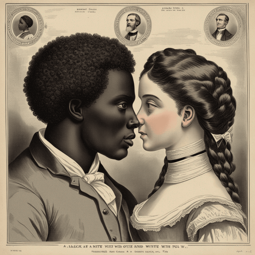 A black girl and a white guy facing each other set 1880s
