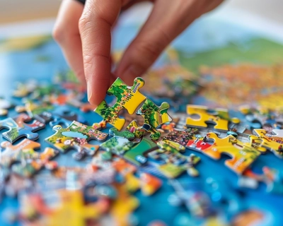 I want to build a puzzle for a strategic thinking training exercise where I provide each participant with a set of puzzle pieces representing various roles and responsibilities within the organization (e.g., marketing, sales, customer service) and then Participants work together to fit the puzzle pieces onto a larger picture depicting the organization's strategic goals. 