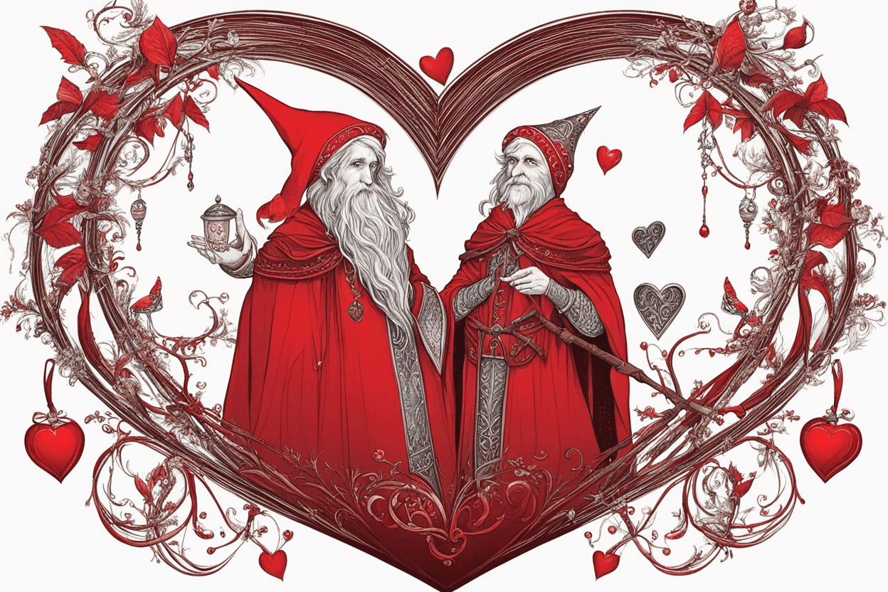 heart with elves in red clothing