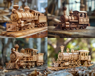 A wooden train 
