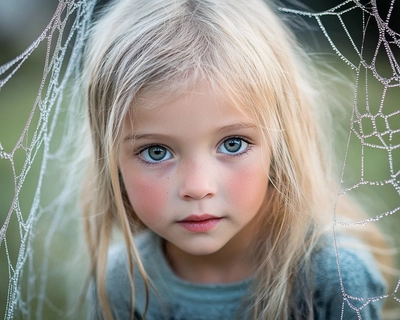 Little Girl Gets Trapped in Spider Web