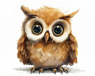 Picture of  a cute owl caricature with big eyes