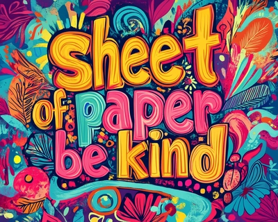 create a create a blank image (a digital “sheet of paper”).
Add big, bold letters that say "Be Kind" to this image. Make sure the letters are thick enough to color in later.