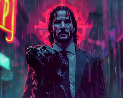 a picture from John Wick with his dog
