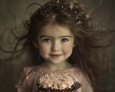 menina de 3 anos assoprando o seu bolo de aniversário. loira, cabelo comprido cacheado