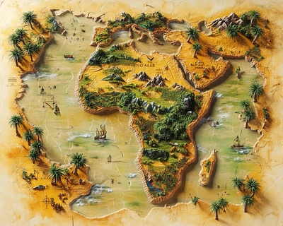 mapa físico de áfrica con 16 piezas