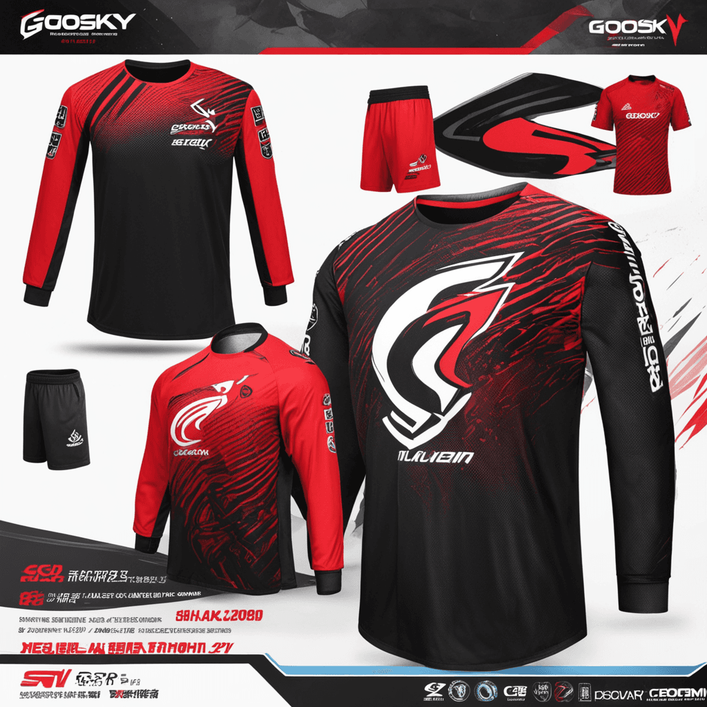 a picture of shirt for an Esport company based on Red and Black colors with the brand name Goosky