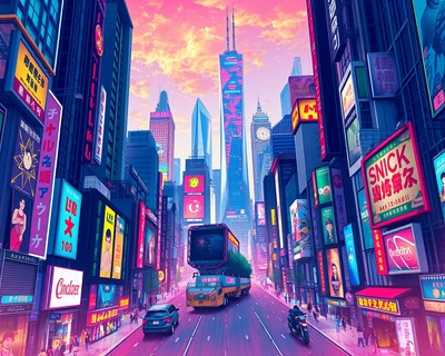 a vibrant city scene, digital art, trending on artstation, highly detailed digital illustration, vibrant colors, highly detailed, rich textures, intricate details