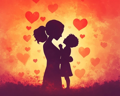 mom with child with showing lot of love also with love background design with love quotes for mom in tamil