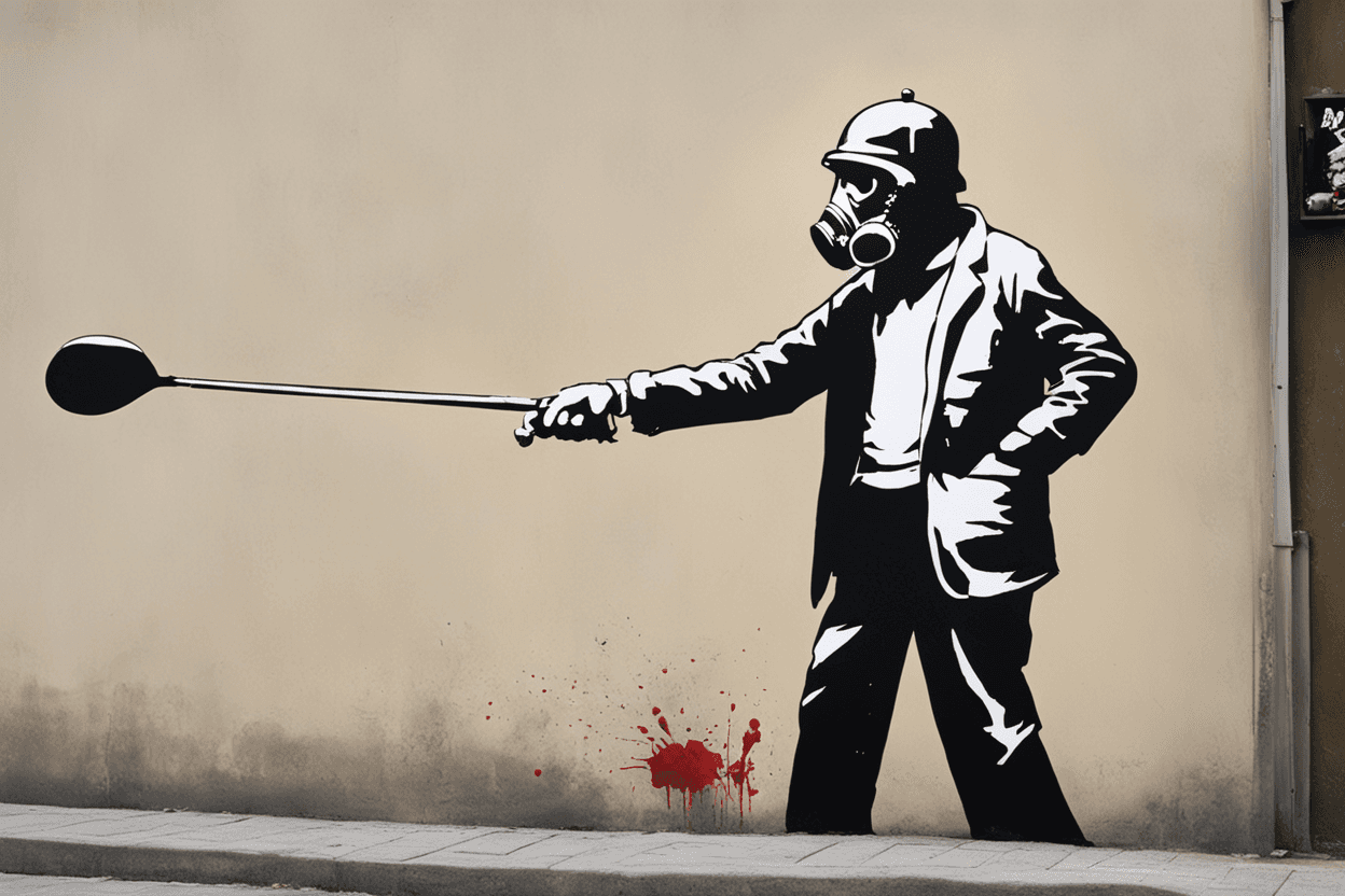 CREATe an image of a banksy famous artwork
