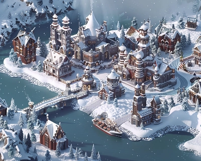 Build the best arctic future city layout which consist of blocks for the game forge of empires
