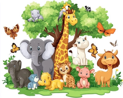 A picture os the animals of the zoo for kids.