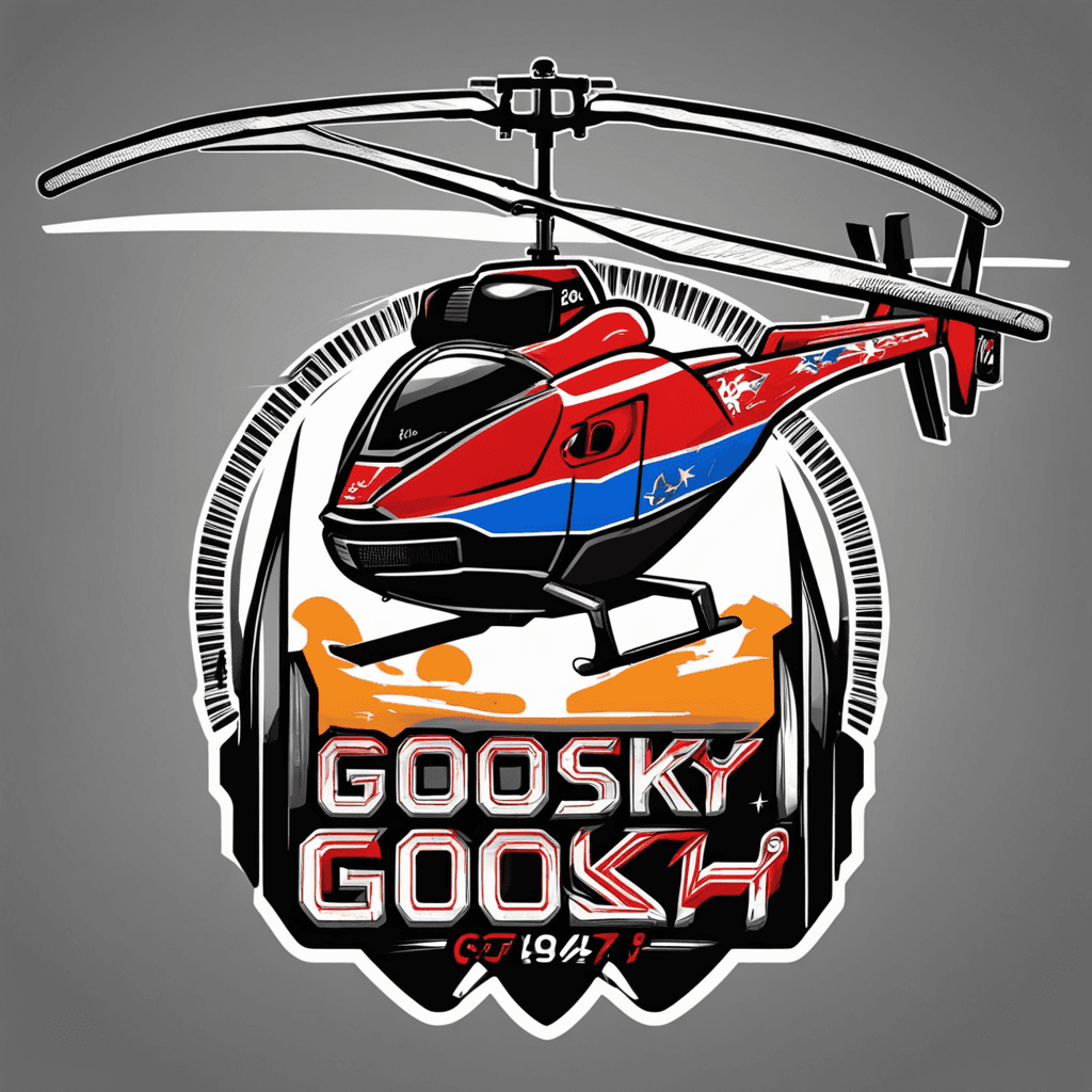 A teeshirt for a RC Helicopter company name " Goosky" with some flashy colors to be seen on the field, the teeshirt need to be designed like the Esport team shirt 