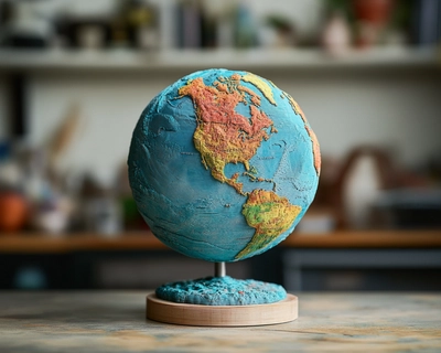earth globe from pangea era as jigsaw puzzle for 3d printing
