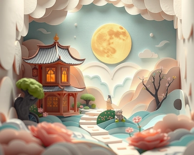 remix of my uploaded image, paper craft art, layered paper cutout style, 3D paper sculpture, colorful origami inspired, handmade texture, soft pastel color palette, gentle muted tones, highly detailed, rich textures, intricate details, anime art style, Studio Ghibli inspired, beautiful anime illustration, detailed anime scenery, soft diffused lighting, dreamy ethereal glow, highly detailed, rich textures, intricate details