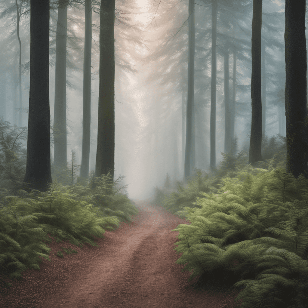 a picture of a foggy forest in the early morning. Soft pastel colors, oil painting style, telephoto lens, 8K resolution.