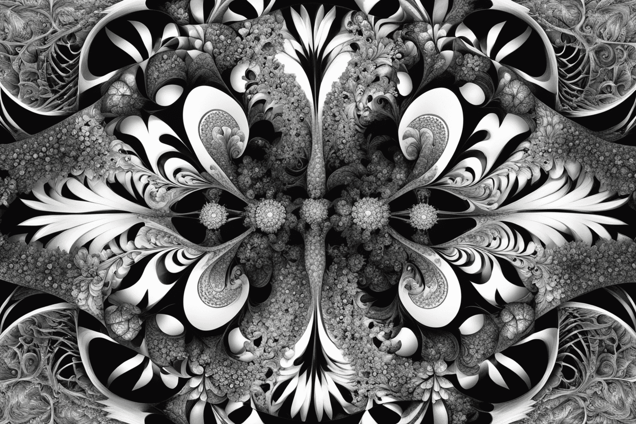 a black and white fractal puzzle
