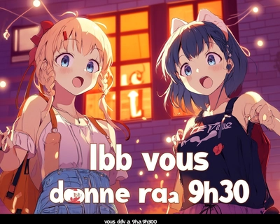 A PICTURE WITH 2 GIRLS AND TEXT "les LBB VOUS DONNE RDV A 9H30 "
