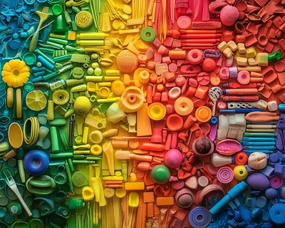 Make ten images with rainbow coloured items. Make it as colourful as possible with lots of variations. 