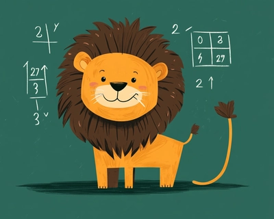 create a puzzle in a form of a lion with 10 questions in maths 3rd grade 